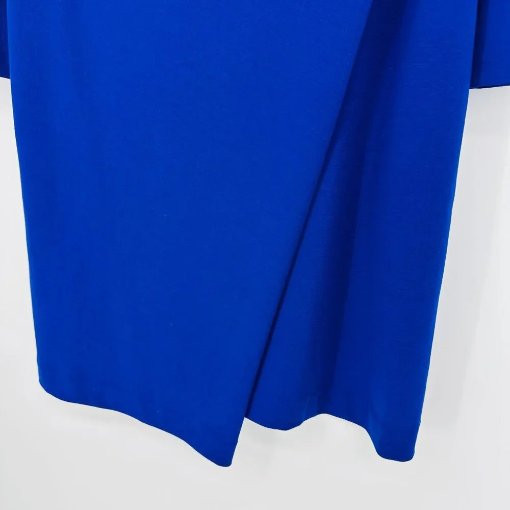 Joan Vass Drape Front Cobalt Blue Long Sleeve Elegant Professional Dress New 2P - Picture 5 of 9